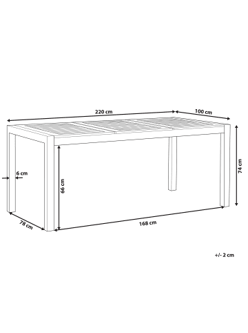 Beliani Esstisch GROSSETO in Braun/Silber - (W) 100 x (H) 74 x (L) 220 cm