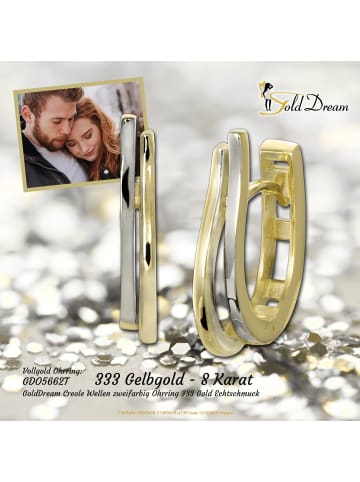 GoldDream Echtgold, 333er Gelbgold Damen Creolen Wellen Ohrring ca. 13mm ca. 15mm