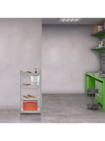 relaxdays Schwerlastregal in Hellbraun/ Silber - (B)60 x (H)120 x (T)30 cm