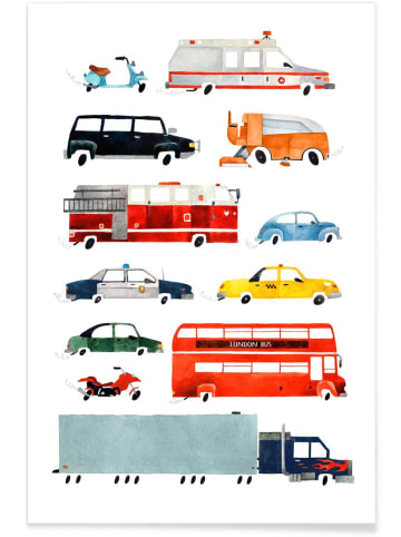 Juniqe Poster "Cars and Lorries" in Bunt