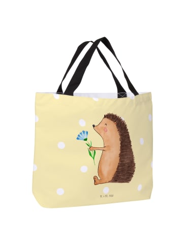 Mr. & Mrs. Panda Strandtasche Igel Blumen ohne Spruch in Gelb Pastell