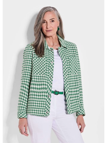 GOLDNER Kurzgröße:  Blazer mit Hahnentrittmuster in grün / weiß / gemustert