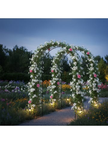 relaxdays 2 x Rosenbogen in Schwarz - (B)140 x (H)240 x (T)38 cm