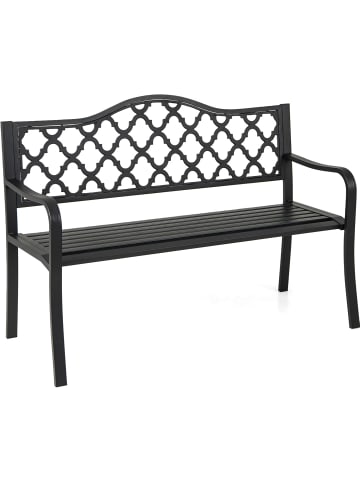 COSTWAY Gartenbank Metall 2 Sitzer 128x54x89cm in Schwarz