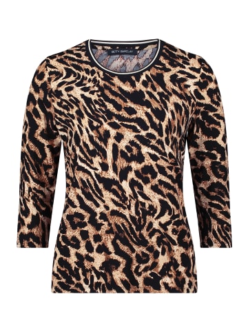 Betty Barclay Basic Shirt mit Rippbündchen in Schwarz/Beige