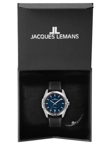 Jacques Lemans Herrenuhr Melbourne 10 Bar Wasserdicht Blau / Schwarz / Silber