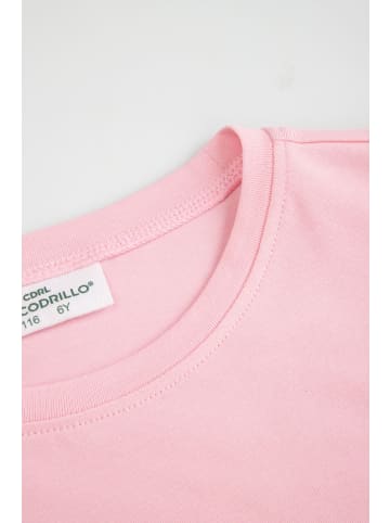 Coccodrillo T-Shirt mit kurzen Ärmeln in gedämpftes Rosa