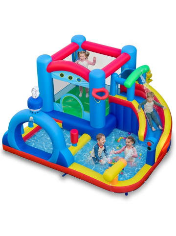 COSTWAY Hüpfburg mit Wasserrutsche 370 x 360 x 204 cm in Bunt