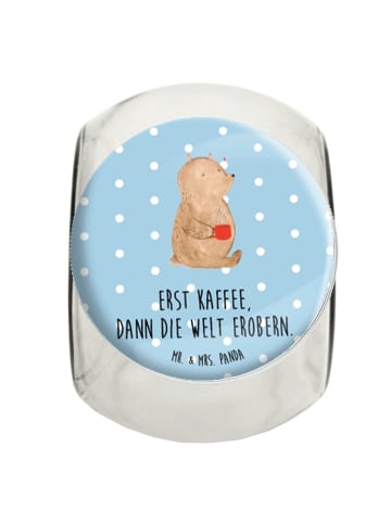 Mr. & Mrs. Panda Bonboniere Bär Kaffee mit Spruch in Blau Pastell
