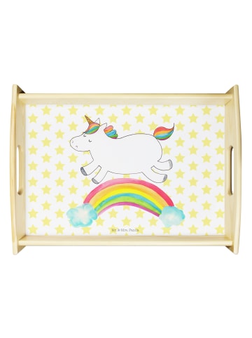 Mr. & Mrs. Panda Couchtablett Einhorn Regenbogen ohne Spruch in Weiß