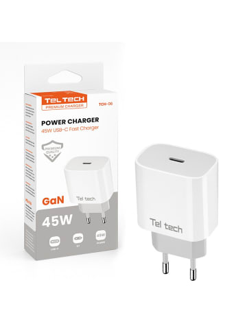 Wisam Teltech Ladegerät GaN USB-C 45W weiß TCH-06