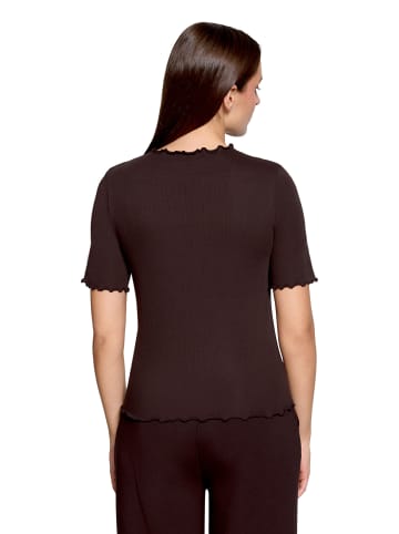 CARTOON Halbarm-Shirt mit Kragen in Dunkelbraun