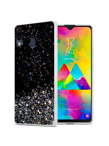 cadorabo Hülle für Samsung Galaxy M20 Glitter in Schwarz mit Glitter