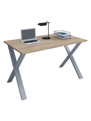 VCM Schreibtisch Bürotisch Computertisch 110x80 Lona X in Silber / Sonoma-Eiche