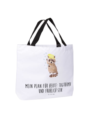 Mr. & Mrs. Panda Shopper Waschbär mit Spruch in Weiß