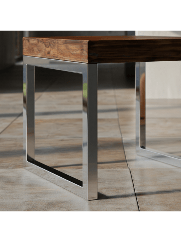 KADIMA DESIGN Beistelltisch Sheesham | Massivholz, Metallgestell, Dunkelbraun