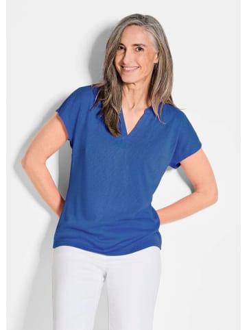 GOLDNER Jerseyshirt Luftiges Basicshirt mit V-Ausschnitt in royalblau