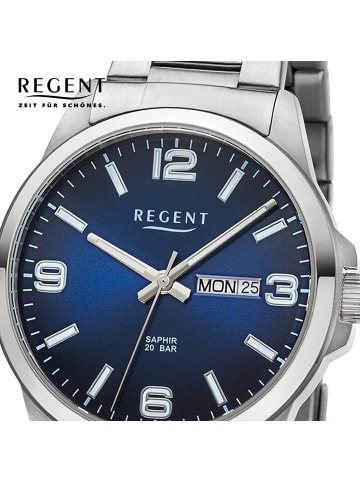 Regent Analog-Armbanduhr Regent Metallarmband silber mittel (ca. 39mm)