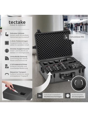tectake Kamerakoffer  56 x 42 x 21 cm, schwarz