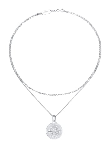 KUZZOI Halskette 925 Sterling Silber Kompass in Silber