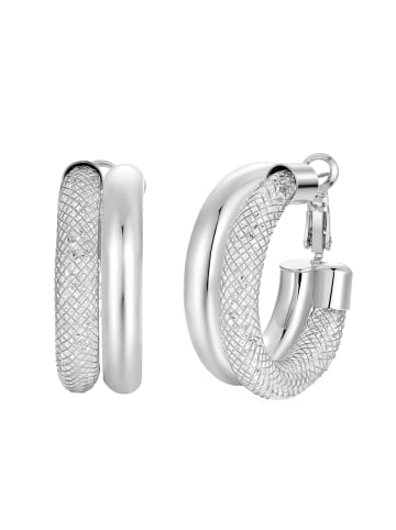 Lulu & Jane Creolen aus Messing mit Glaskristall in silber