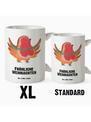 Mr. & Mrs. Panda Pott Rotkehlchen Weihnachten mit Spruch in Weiß