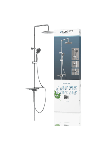 Franz Joseph Schütte AQUASTAR Überkopfbrause-Set, Chrom/Anthrazit, mit Ablage