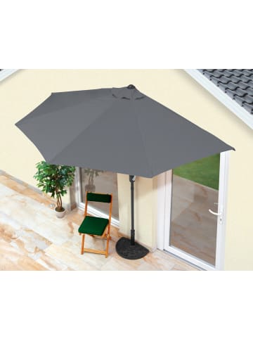 EASYmaxx Sonnenschirm halbrund 270x140cm grau UV-Schutz grau
