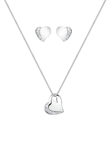 Elli Schmuckset 925 Sterling Silber Herz in Silber