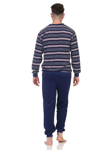 NORMANN Langarm Schlafanzug Frottee Bündchen - 86699 in marine