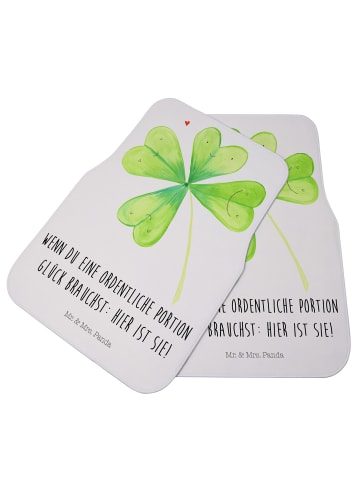 Mr. & Mrs. Panda Automatte Blume Kleeblatt mit Spruch in Weiß