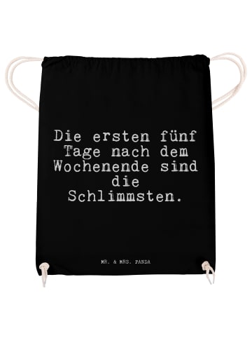 Mr. & Mrs. Panda Sportbeutel Die ersten fünf Tage... mit Spruch in Schwarz
