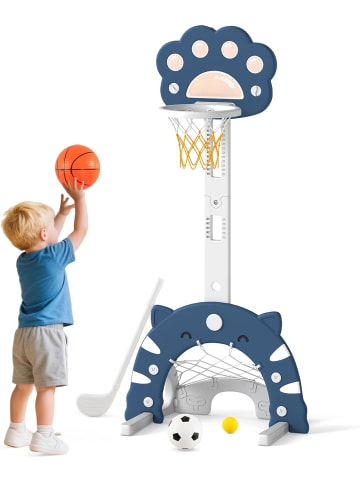 COSTWAY 3 in 1 Kinder Basketballkorb in Blau