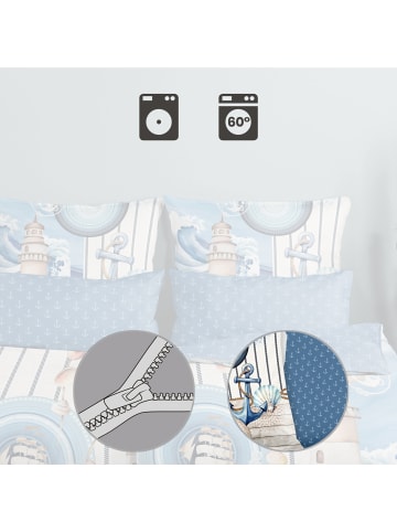 Hip Satin Wendebettwäsche in blau