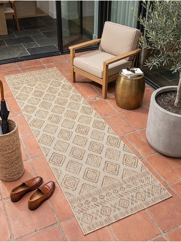KADIMA DESIGN Outdoor-Teppich VIGOLENO Rauten Flachgewebe gekettelt in Beige-Braun