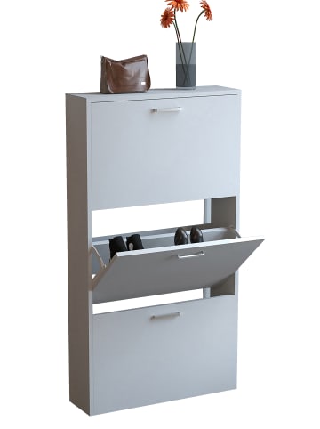 VCM  Holz Regal Schuhschrank Schuhkipper Sulos M in Weiß