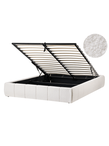 Beliani Doppelbett GENAS in Weiß/Schwarz - (W) 152 x (H) 32 x (L) 214 cm