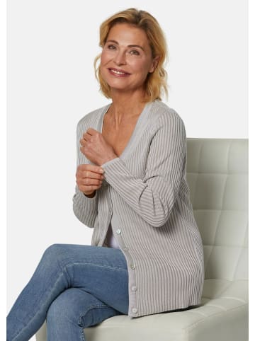 GOLDNER Pflegeleichte Strickjacke in hochwertiger Rippenstruktur in taupe