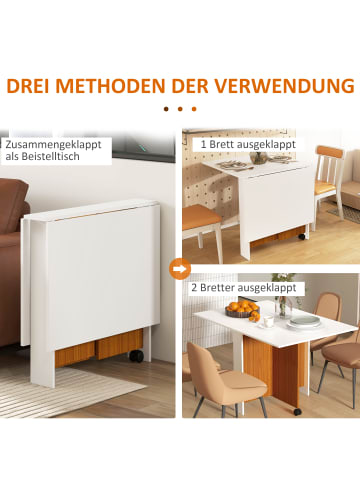 HOMCOM Esszimmertisch-120L x 80B x 73H cm-Weiß+Teak