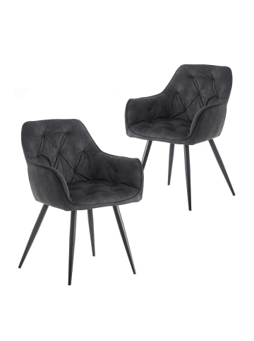 B&D Home 2er-Set: Esszimmerstuhl DIETER in Anthrazit - (B)56 x (H)84 x (T)61 cm