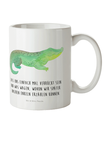 Mr. & Mrs. Panda Plastikbecher Krokodil mit Spruch in Weiß