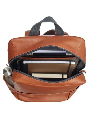 Leonhard Heyden Hamburg Rucksack Leder 40 cm Laptopfach cognac