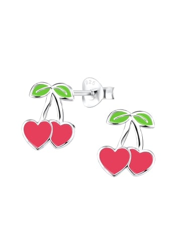Alexander York Ohrringe, Ohrstecker KIRSCHEN Herzform in 925 Sterling Silber, 2-tlg. in red