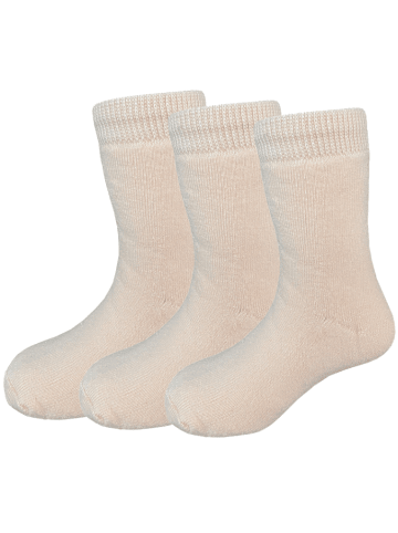 Yalion 3er-Set: Antirutschsocken Vollplüsch in Beige