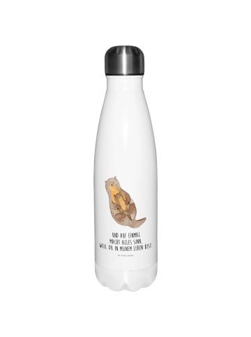 Mr. & Mrs. Panda Thermos Otter Kind mit Spruch in Weiß