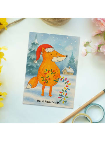 Mr. & Mrs. Panda Postkarte Fuchs Weihnachten Design ohne Spruch in Weiß