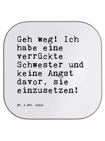 Mr. & Mrs. Panda Glasuntersetzer Geh weg! Ich habe... mit Spruch in Weiß