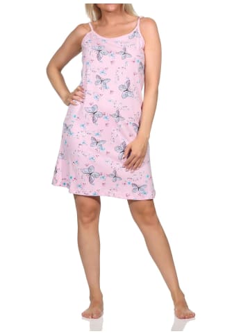 NORMANN Kurzarm Nachthemd Schmetterlingsprint - 85771 in rosa