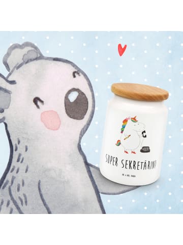 Mr. & Mrs. Panda zuckerdose Einhorn Sekretärin mit Spruch in Weiß