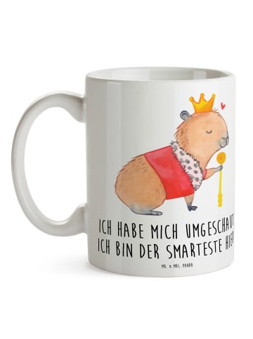 Mr. & Mrs. Panda Kaffeebecher Capybara König mit Spruch in Weiß